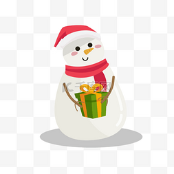 圣诞围巾插画图片_圣诞帽可爱雪人