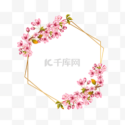 粉色樱花枝叶绽放边框