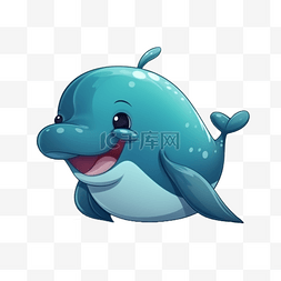 可爱动物海豚图片_卡通可爱手绘动物小动物元素海豚