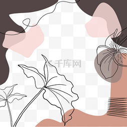 淡粉色线描花卉instagram故事边框