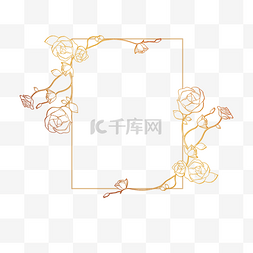 邀请函图片_金线花卉婚礼长方形玫瑰边框