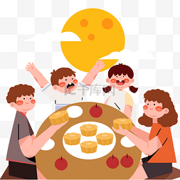 中秋中秋节团圆吃月饼