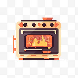 卡通扁平手绘烤箱微波炉
