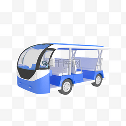 C4D3D立体旅行小装饰旅游观光车