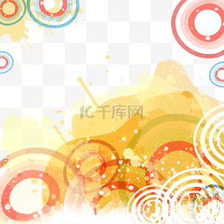 橙色几何图案图片_橙色韩国水彩抽象边框
