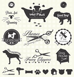 professional图片_Vector Set: Pet Grooming Labels
