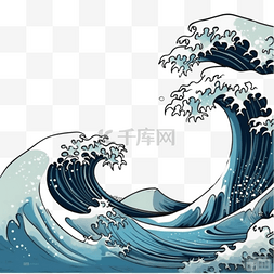 日式海浪图片_卡通手绘日式海浪浪花