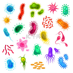 细菌集合彩色流感病毒细胞生物微