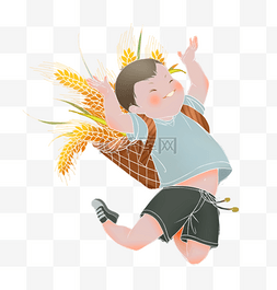 小男孩背篓麦穗