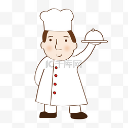 扁平厨师图片_卡通端盘子厨师
