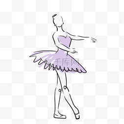抽象线条画女性芭蕾舞紫色