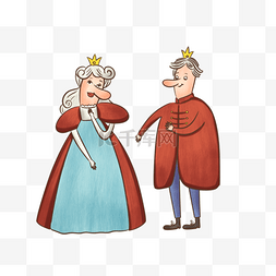 卡通矢量风景插画图片_国王和王后卡通彩色
