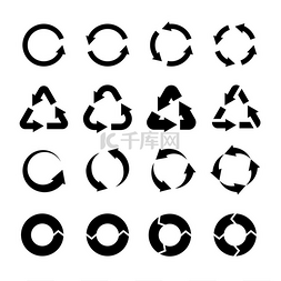 箭头矢量标签图片_回收图标黑色圆圈箭头环境标签生