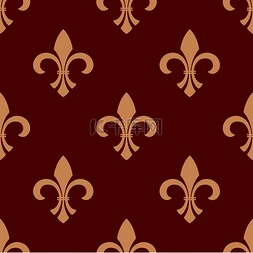 米色瓷砖图片_古老的法国皇家花卉无缝图案，红