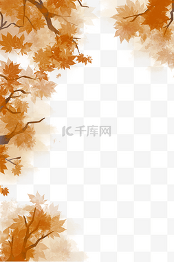 秋天水彩树木树叶
