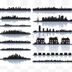 城市图片_组的向量详细的城市剪影