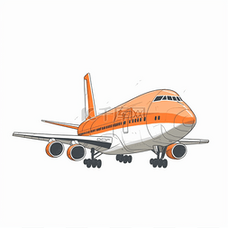 飞机图片_橙色手绘卡通飞机