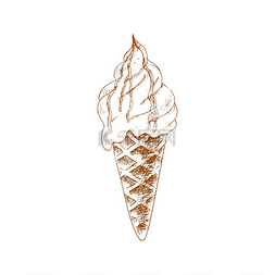 华夫饼冰淇淋孤立清爽的夏季甜点