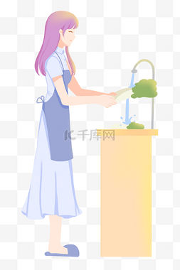 洗菜做饭女人