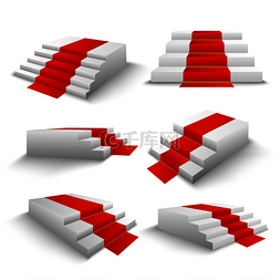 楼梯设计楼梯图片_节日活动红地毯白色楼梯3元素设