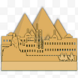 埃及城市剪纸骆驼金字塔神秘