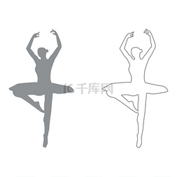 芭蕾舞演员设置图标。