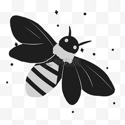 卡通蜜蜂造型黑白插图