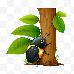 一只可爱的甲虫在爬树