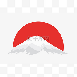 矢量 logo 设计元素。山，日本自然
