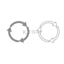 三个圆圈箭头灰色设置图标。