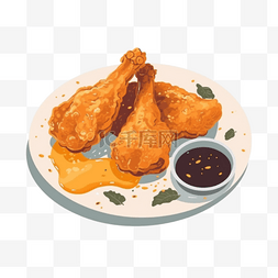 手绘美食插画图片_卡通手绘美食食物炸鸡