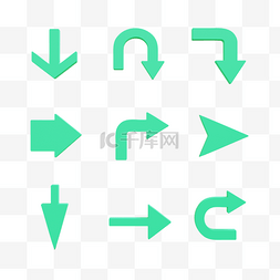 箭头绿色图片_3DC4D立体转弯指示循环箭头