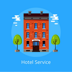 明亮房间图片_酒店服务明亮的海报砖砌建筑入口