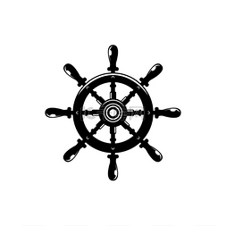 锚船图片_船舶方向盘与锚轮廓矢量图。