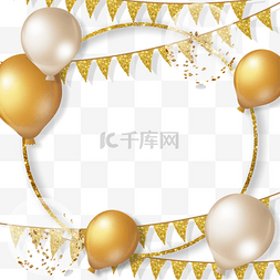 金气球图片_质感气球圆形金色光效生日庆祝边