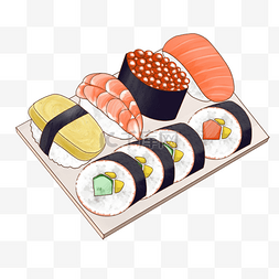 日本料理寿司图片_日本卡通风格寿司刺身紫菜包饭