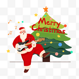 海报吉他图片_圣诞圣诞节快乐圣诞老人弹吉他