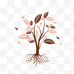 咖色叶子图片_抽象树木树根树叶植物咖色