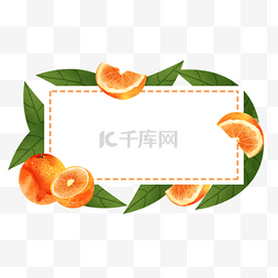 长方形图标标签图片_橙子水果水彩长方形边框