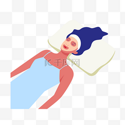 睡眠美容图片_棕色皮肤女人面膜spa按摩概念插画