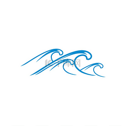标志矢量图形图片_海浪或海浪孤立的蓝色海水符号矢