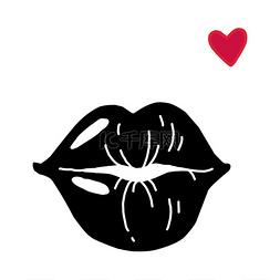 极简化妆品图片_当代女性海报黑色轮廓丰满的嘴唇
