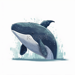 海洋卡通图片_蓝色卡通创意海洋鲸鱼