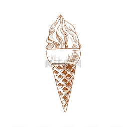 华夫格低温图片_华夫饼冰淇淋孤立清爽的夏季甜点