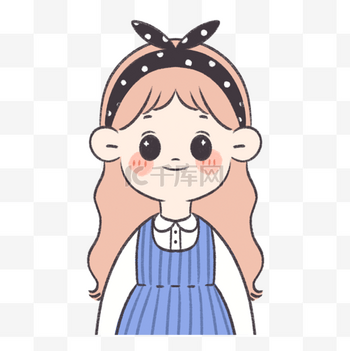 卡通头像毕业女生图片素材女生头箍情侣头像卡通绘画可爱