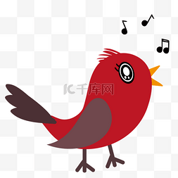 红色的小鸟卡通图片_可爱的小鸟唱歌元素