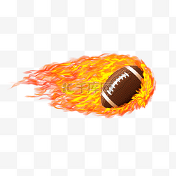 橄榄球燃烧着火火光体育运动