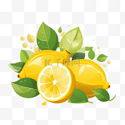 半个香水柠檬图片_卡通手绘水果柠檬