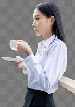 白领女性喝咖啡