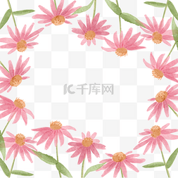 植物花卉图片_紫锥花水彩花卉粉色淡雅边框